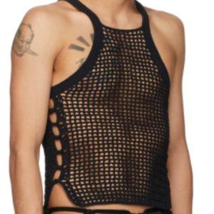 DION LEE BLACK CROCHET TANK